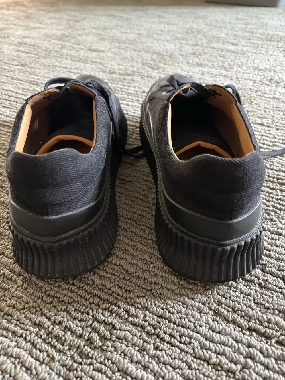 Jil Sander Black Platform Canvas Lace-Up Sneakers